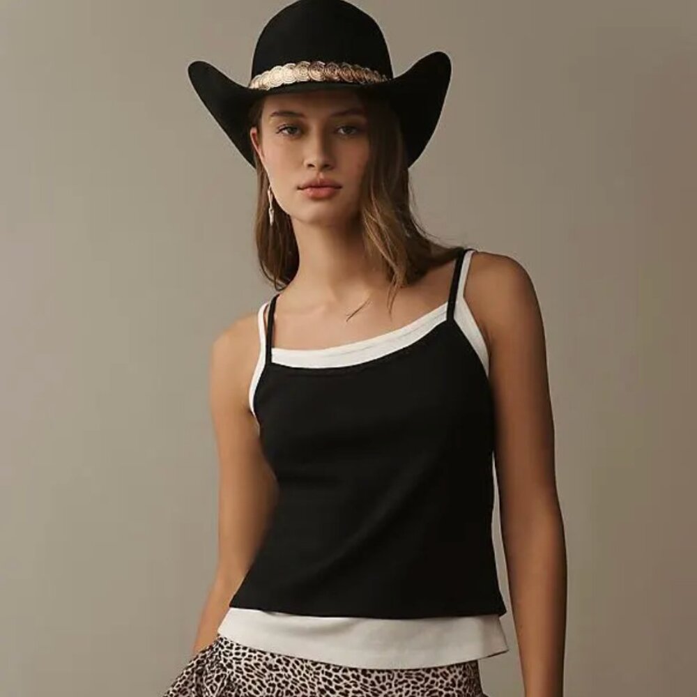 Pilcro Layered Tank Top Black and White Size S